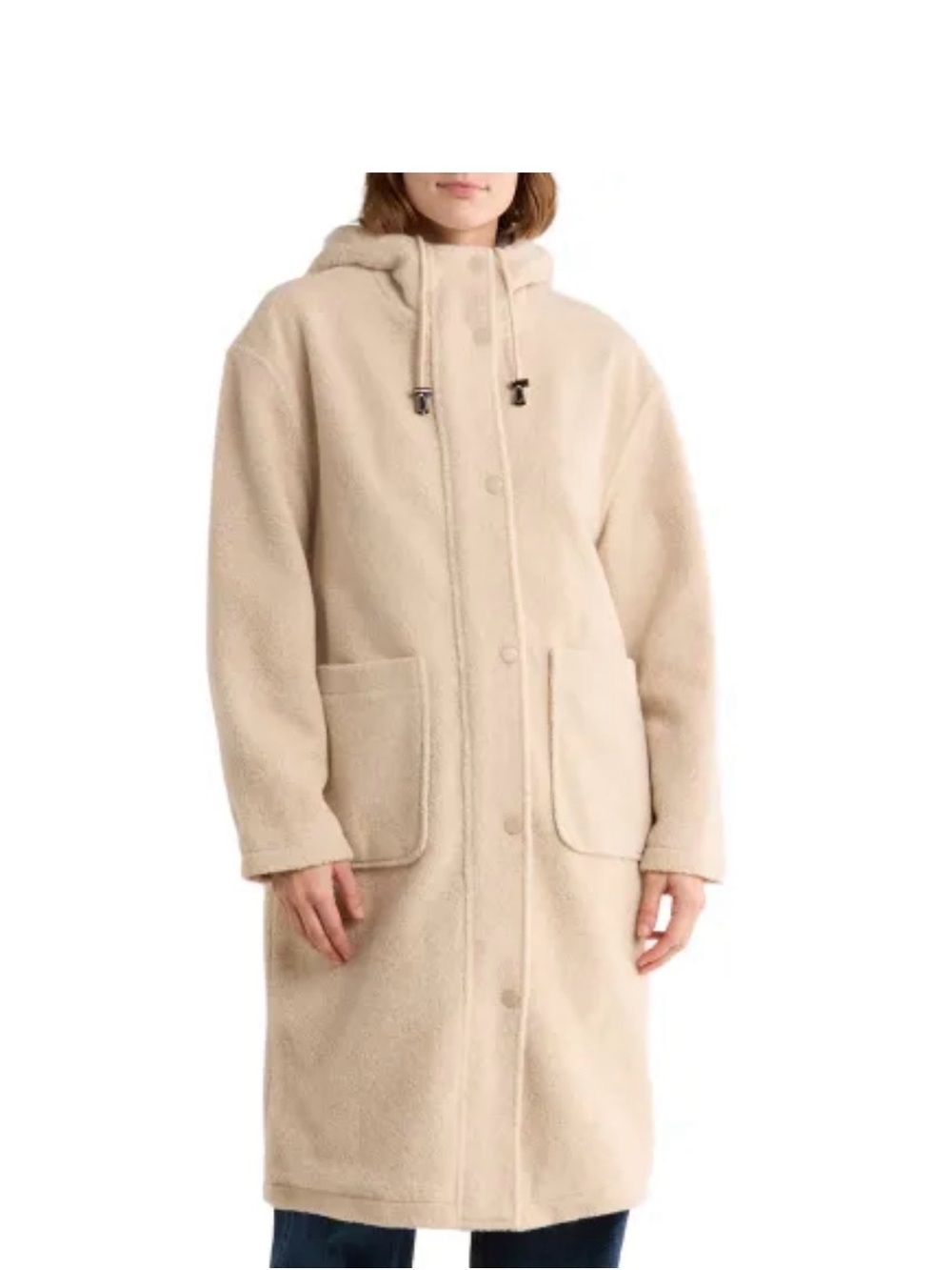 Lucky Brand Cream Sherpa Hooded Coat